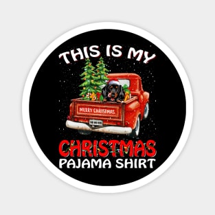 This Is My Christmas Pajama Shirt Dachshund Truck Tree Magnet